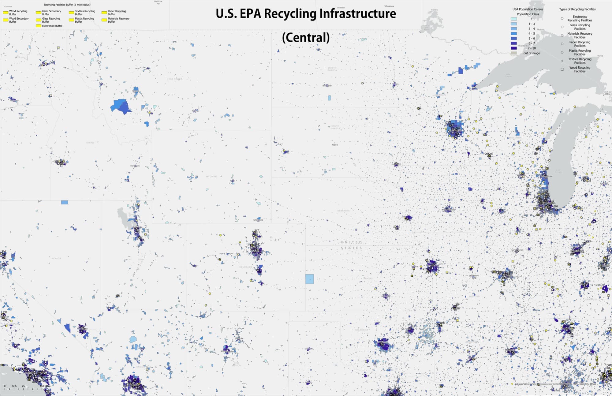 U.S. EPA Recycling Infrastructure — Central region