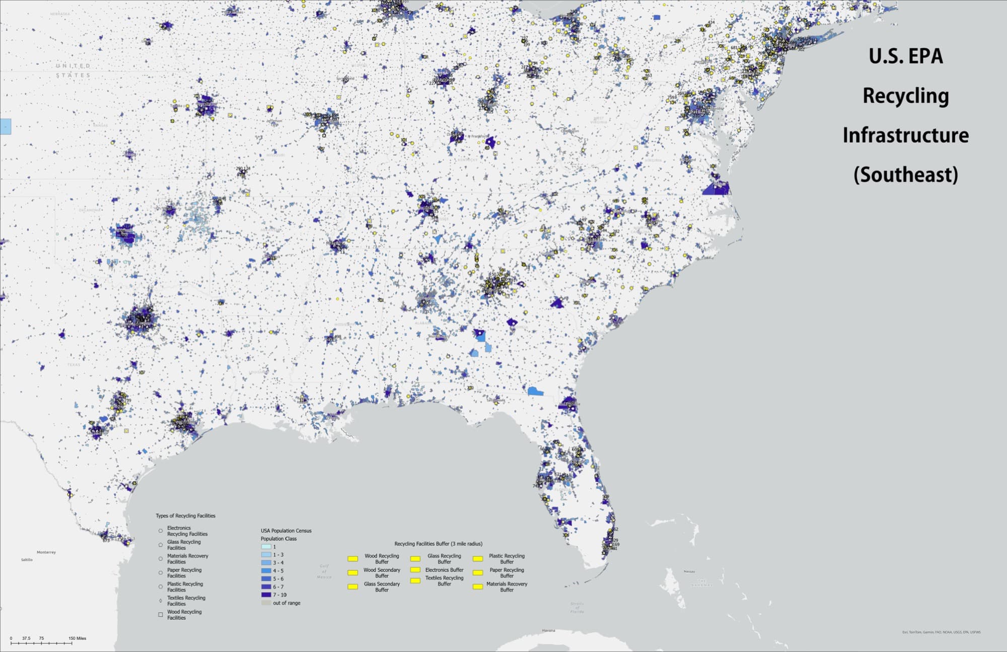 U.S. EPA Recycling Infrastructure — Southeast region