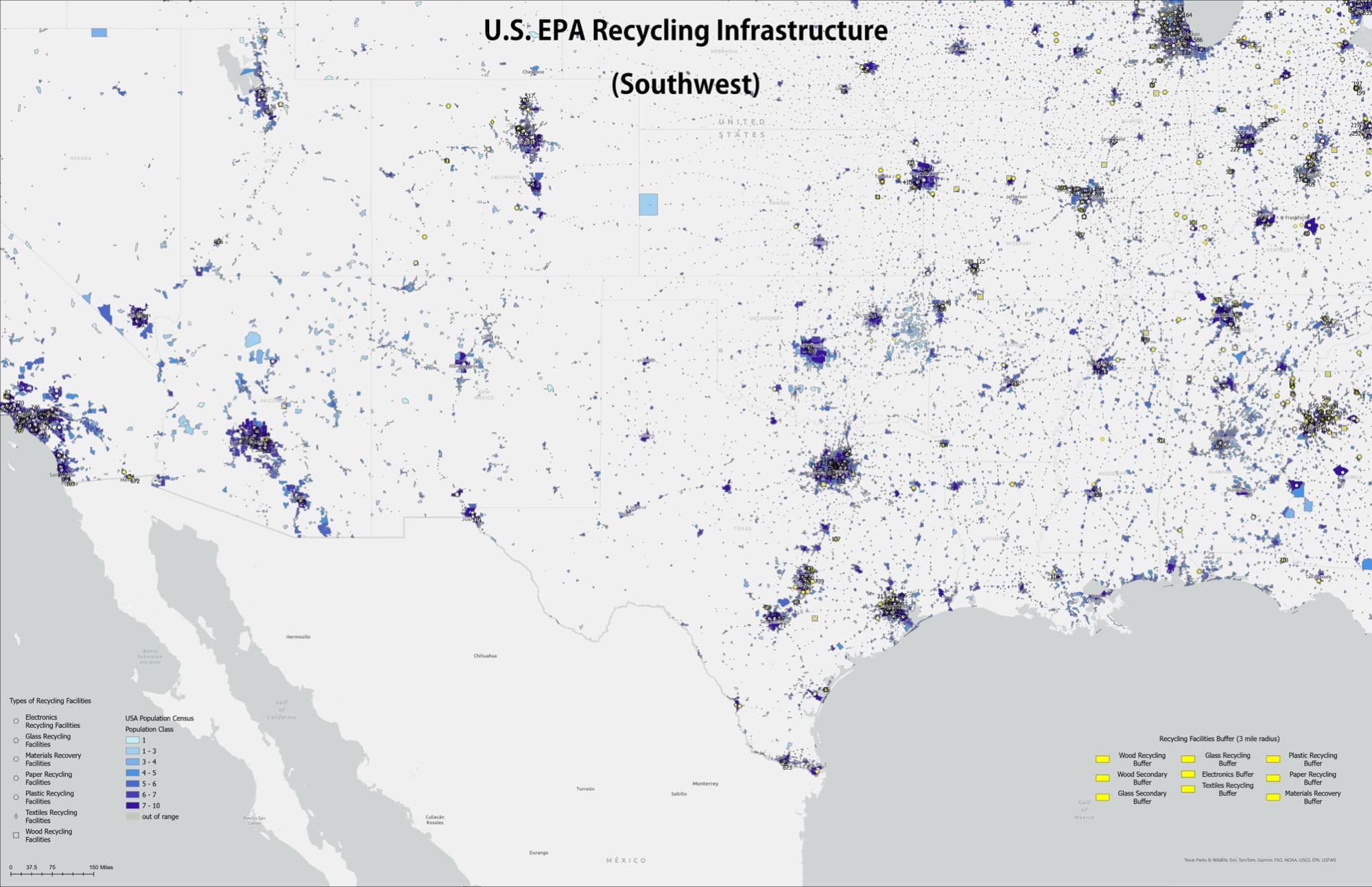 U.S. EPA Recycling Infrastructure — Southwest region