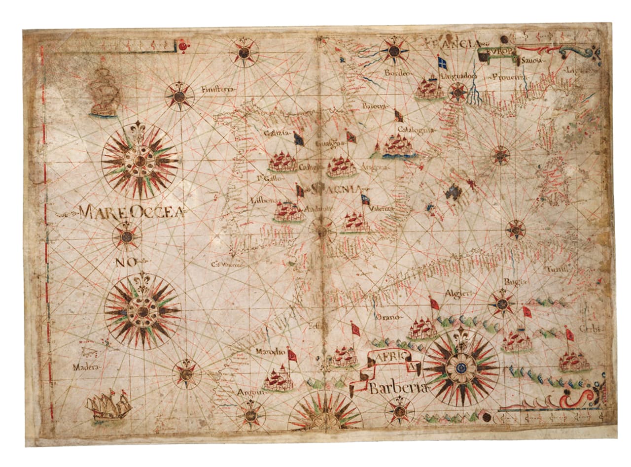 Western Mediterranean and Atlantic chart, 1590